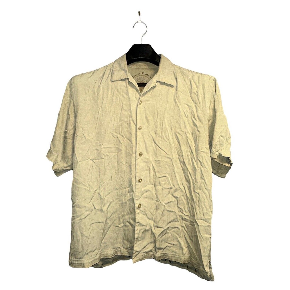 Tommy Bahama Men's Size Large 100% Silk Short Sleeve Button Up Shirt